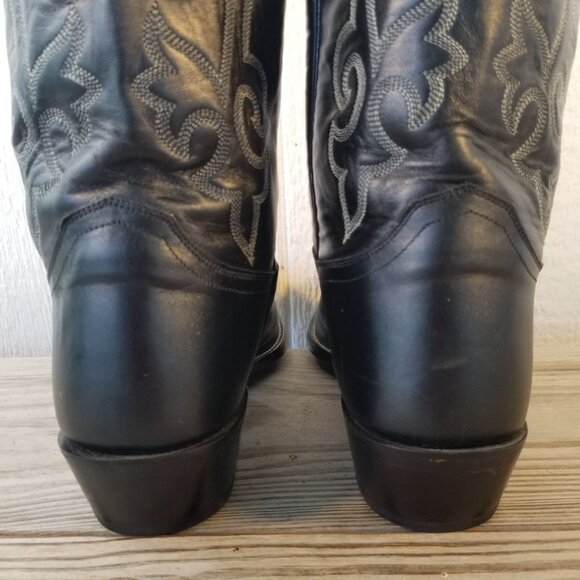 Justin Buck London Calfskin Mens Black Leather Western Boots 13 D 1408 - Picture 5 of 13